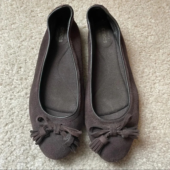 CROCS Brown Suede Ballet Flats - Picture 1 of 6